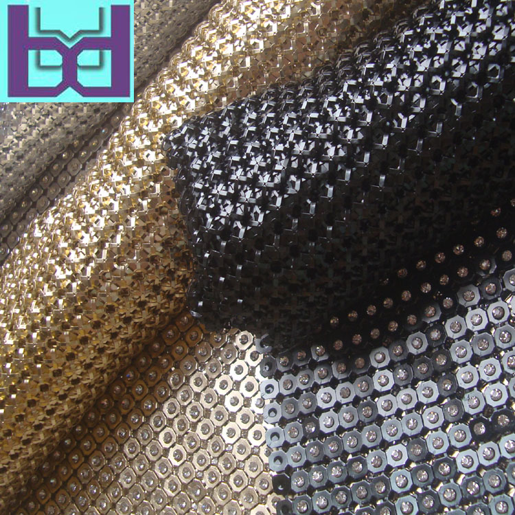 8mm金底/黑底铝网片镶白钻 款式多选铝网片订做